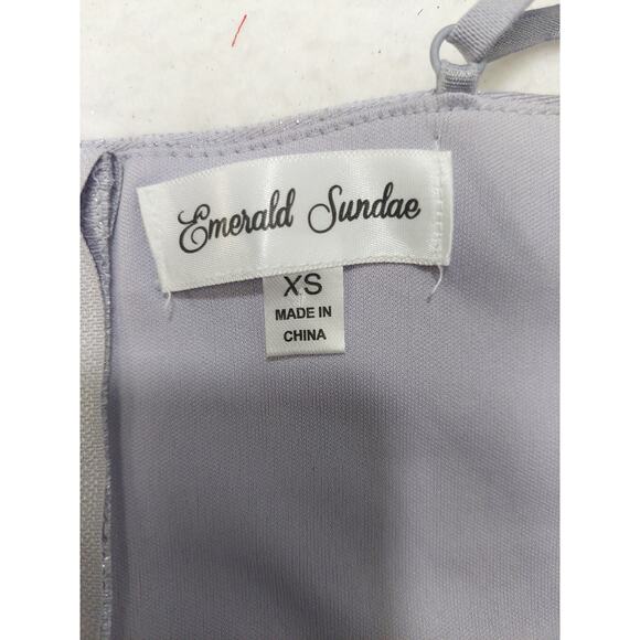 EMERLAD SUNDAE XS lavender sparkle ruffle mermaid high low midi dress B124 - Picture 4 of 7